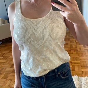 Sequin white tank top from express